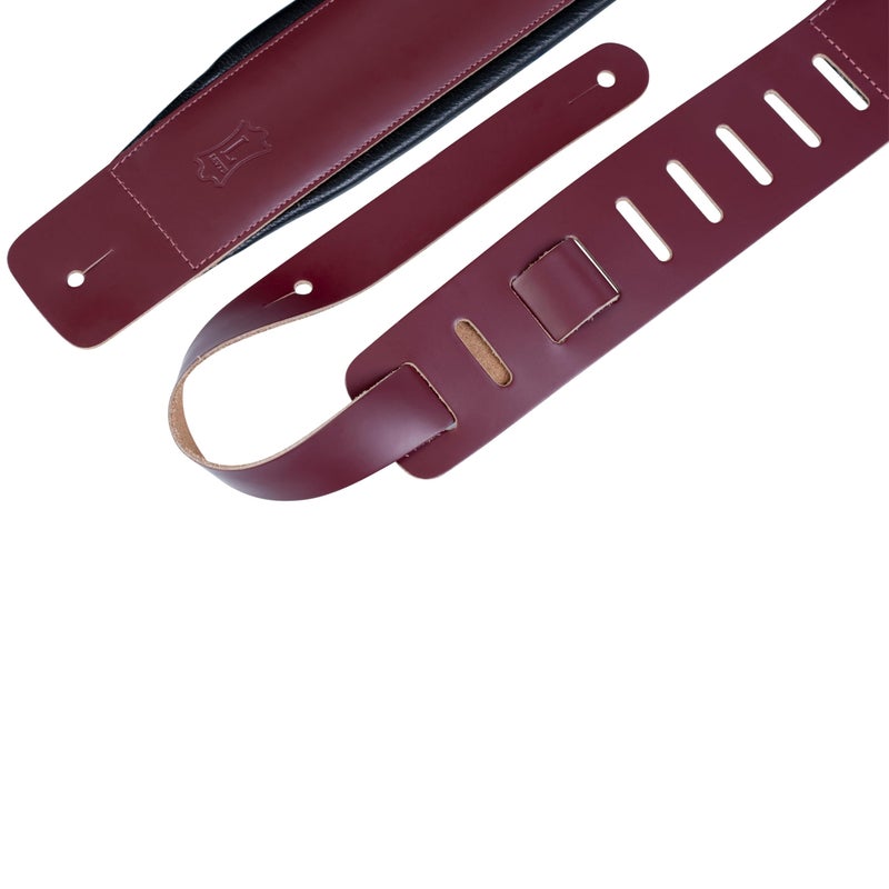 Levy's Leathers 3" Leather Guitar Strap with Foam Padding and Garment Leather Backing; Burgundy (DM1PD-BRG) - Image 2